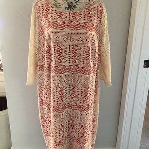 Cute dress by Jessica Howard orange with cream lace over. Size 14W